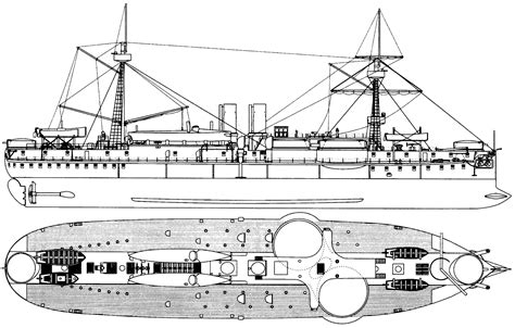 Chinese ironclad Zhenyuan Blueprint - Download free blueprint for 3D ...