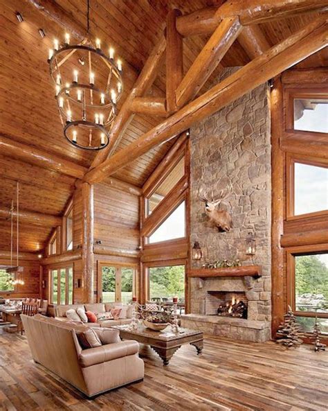 #modernhomeinteriors | Home fireplace, Rustic house, Log cabin homes