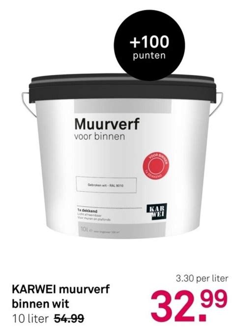 Muurverf Binnen Wit Liter Aanbieding Bij Karwei