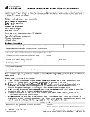 Fillable Online Dol Wa Request To Administer Driver License