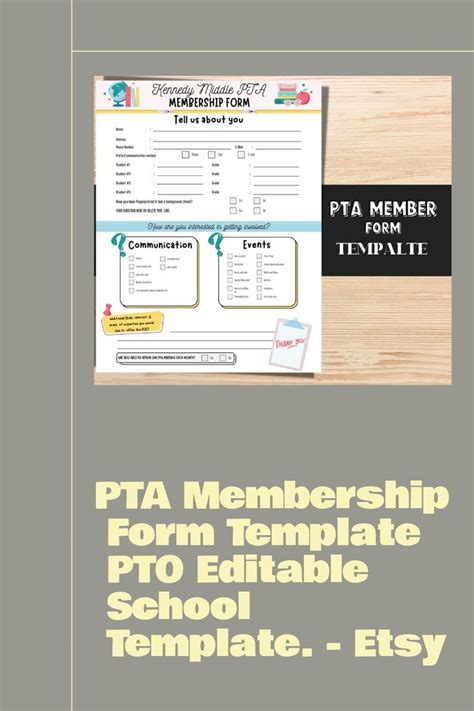 PTA Membership Form Template PTO Editable School Template Back To