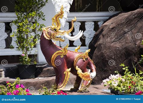 Carving Sculpture Art Of Legend Creatures Mythical Himmapan Animal In