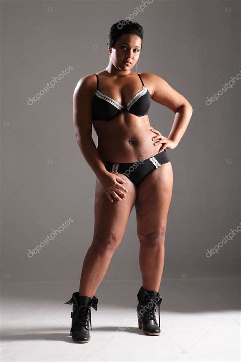 Sexy Plus Size Glamour Model Girl In Lingerie Stock Photo