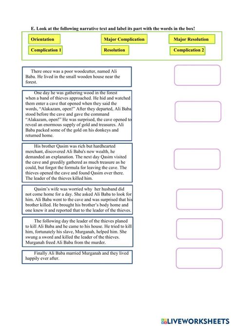 Exercise Narrative Text Worksheet Live Worksheets