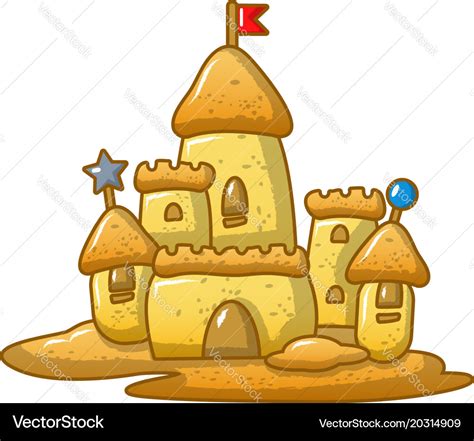 Big sand castle icon cartoon style Royalty Free Vector Image