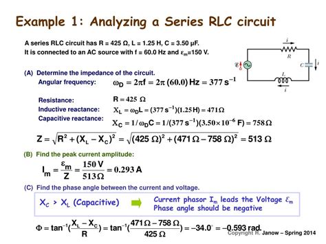 Ppt The Series Rlc Circuit Amplitude And Phase Relations Phasor