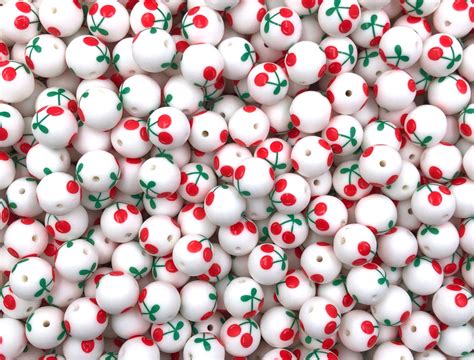 Cherry Print Silicone Beads 15mm Usa Silicone Bead Supply Princess