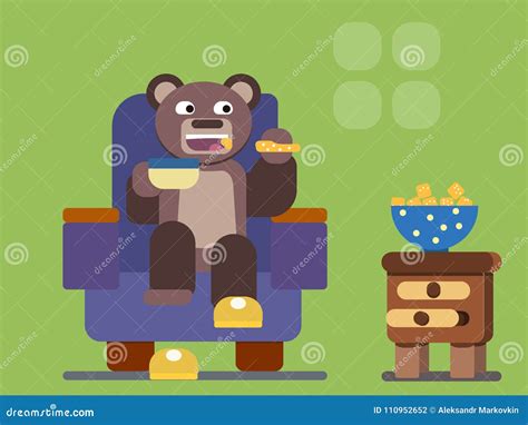 Cartoon Brown Bear Drinking Tea Stock Vector Illustration Of Artwork