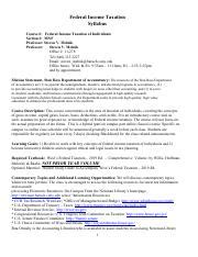 TAX 3300 SPRING 2019 Doc Pdf Federal Income Taxation Syllabus Course