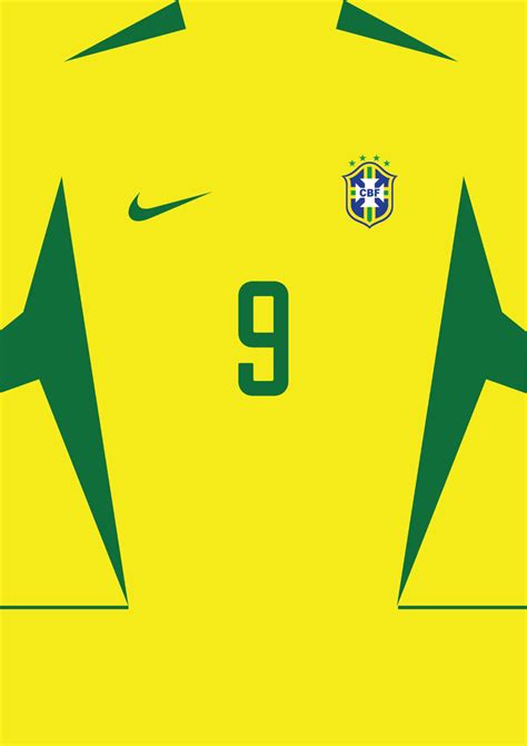 Brazil 2002 Home Shirt 9 Ronaldo