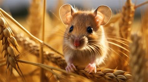 Premium AI Image | a field mouse in its natural habitat nibbling on a ...