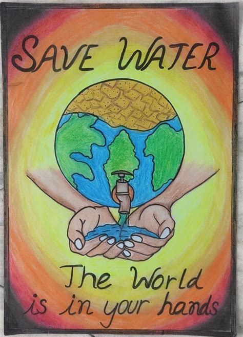 Save water poster drawing – Artofit