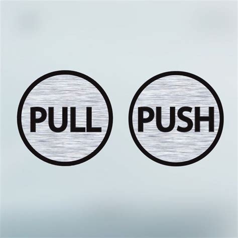 Pull Push Door Cm Stickers Shop Window Salon Cafe Office Vinyl Brushed