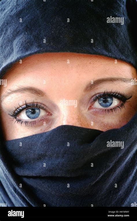 Woman Face Veils Blue Eyes Portrait Islam Religion Women Face