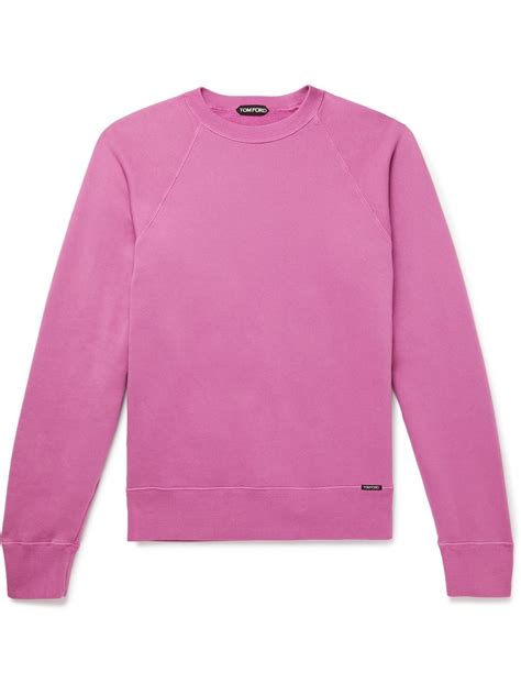 TOM FORD Garment Dyed Fleece Back Cotton Jersey Sweatshirt Purple