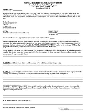 Victim Restitution Request Form Fill Online Printable Fillable