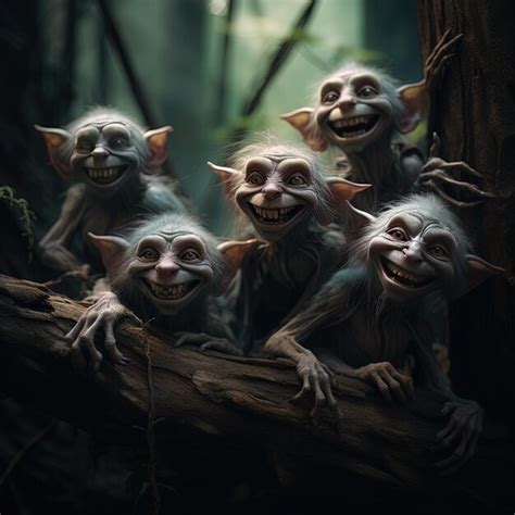 Premium Photo | A group of four cartoon characters are posing in a forest