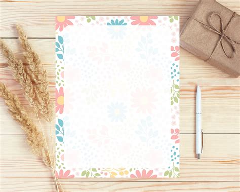 Floral Writing Paper Printable Printable Lined Writing - Etsy