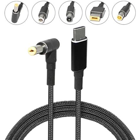 Адаптер питания USB Type-C, 100 Вт, зарядный кабель, штекер постоянного ...