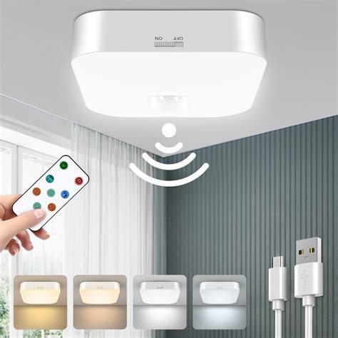 Funlenry Battery Powered Motion Sensor Ceiling Light With Remote