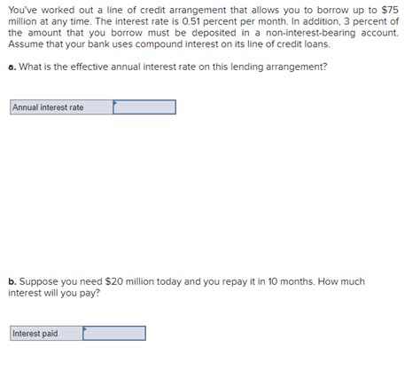 Solved You Ve Worked Out A Line Of Credit Arrangement That Chegg