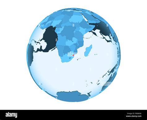 Swaziland Highlighted In Red On Blue Political Globe With Transparent