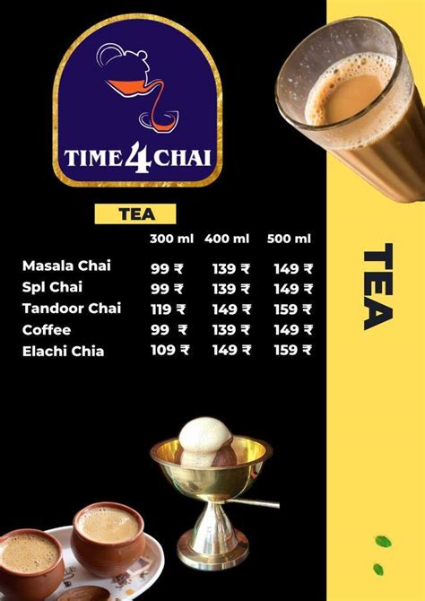 Menu Of Time 4 Chai Hbr Layout Bangalore