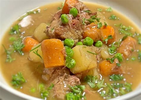 Homemade Pork Stew With Potatoes Parsnips Carrots And Peas Rfood