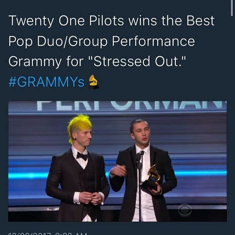 Twenty One Pilots Wins The Best Pop Duo Group Performance Grammy