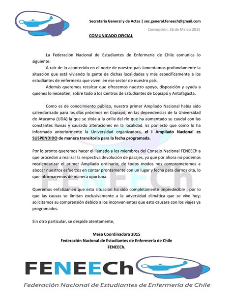 Comunicado FENEECh SUSPENSIÓN AMPLIADO NACIONAL PDF Descarga Gratuita