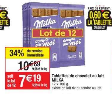 Promo Tablettes De Chocolat Au Lait Milka Chez Migros France