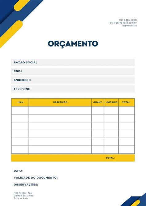 Modelos De Orçamento Word - Modelos de Orçamento customizáveis e grátis