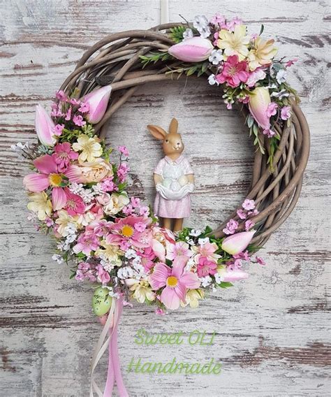 Easter Wreath With Bunny And Flowers