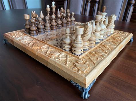 Wooden Chess Set Original Wooden Chess Board Chess Set With - Etsy