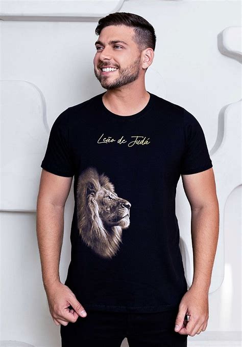 T Shirt Masculina Rosto Le O De Jud Cor Preto Delbo T Shirts A