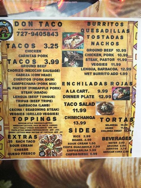 Taco Menu