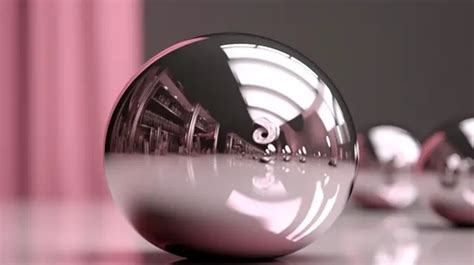 Pink Minimalism Abstract Silver Sphere In D Rendering Background D