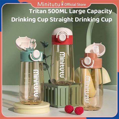 Jual Minitutu Botol Minum Anal Cup Botol Bayi Dengan Sedotan Gelas Minum Bahan Tritan Leher