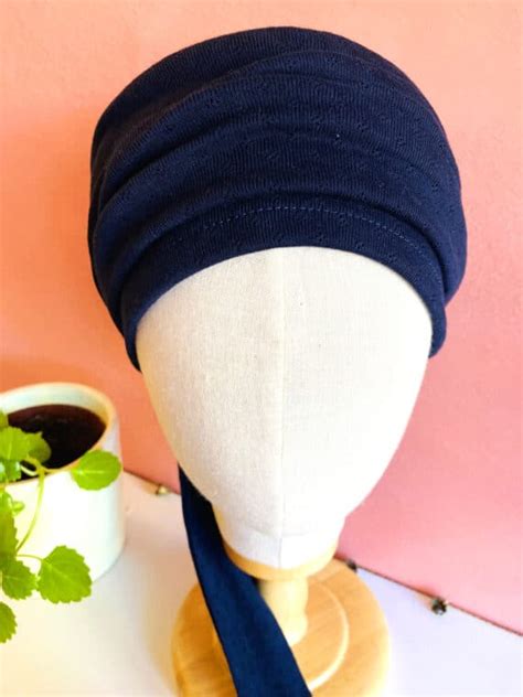 Bandeau Chimioth Rapie Plumetis Bleu Oeko Tex Atelier Foudre Turbans