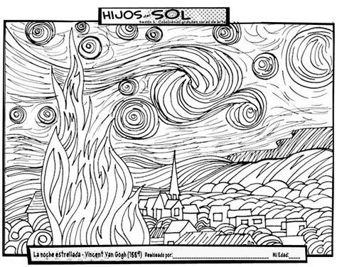 Cuadros De Van Gogh Para Colorear Starry Night Van Gogh Van Gogh