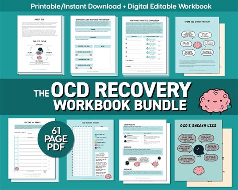 OCD Workbook OCD Awareness Thought Journal ERP Therapy Worksheets