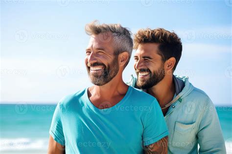 Illustration Of Smiling Couple Gay LGBT Concept Positive And Joyful Stock Photo At