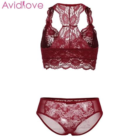 Avidlove Women Sex Lace Patchwork Lingerie Suit Sleepwear Set With G