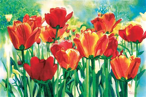 Tulip Flower Painting, Tulip Watercolor, Tulip Art Print, Flower ...