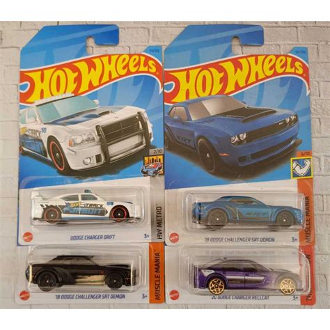 MERAH UNGU Hot WHEELS DODGE CHARGER CHALLENGER Variant DRIFT SRT Red DEMON And HELLCAT Purple