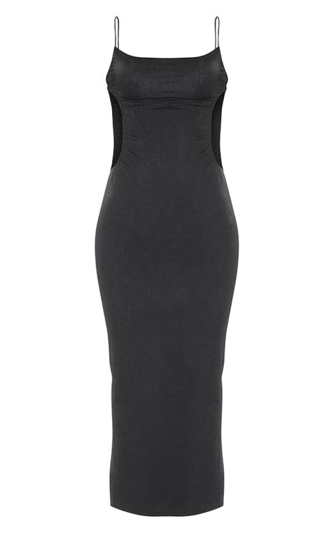 Black Cut Out Back Bodycon Midi Dress Dresses Prettylittlething