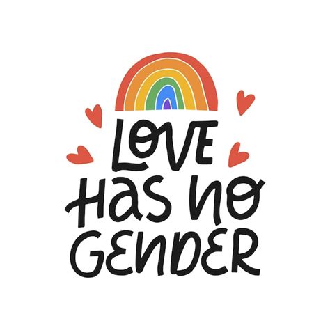 Love Has No Gender Hand Drawn Lettering Phrase Pride Day Lgbt Community Design Template For