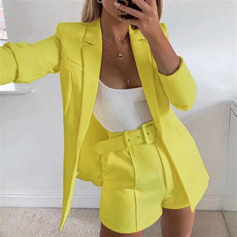 Shorts Suit Set Blazer And Belted Shorts Blazer And Shorts Blazer