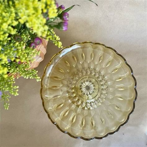 Fairfield By Anchor Hocking Kitchen Vintage Amber Glass Cake Stand Poshmark