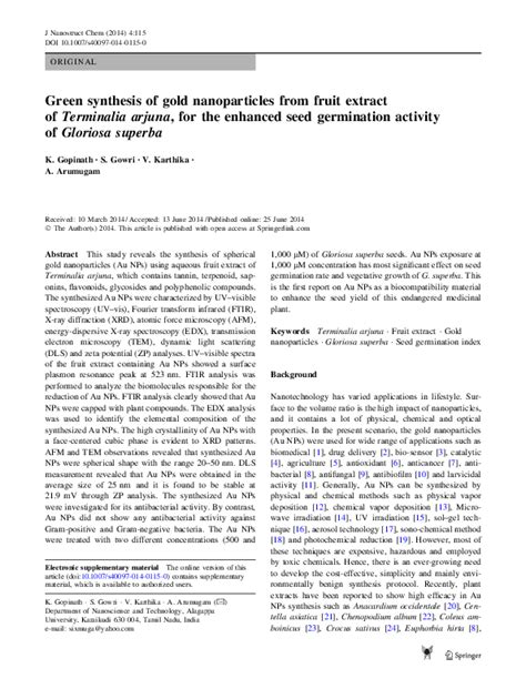 Pdf Green Synthesis Of Gold Nanoparticles From Fruit Extract Of